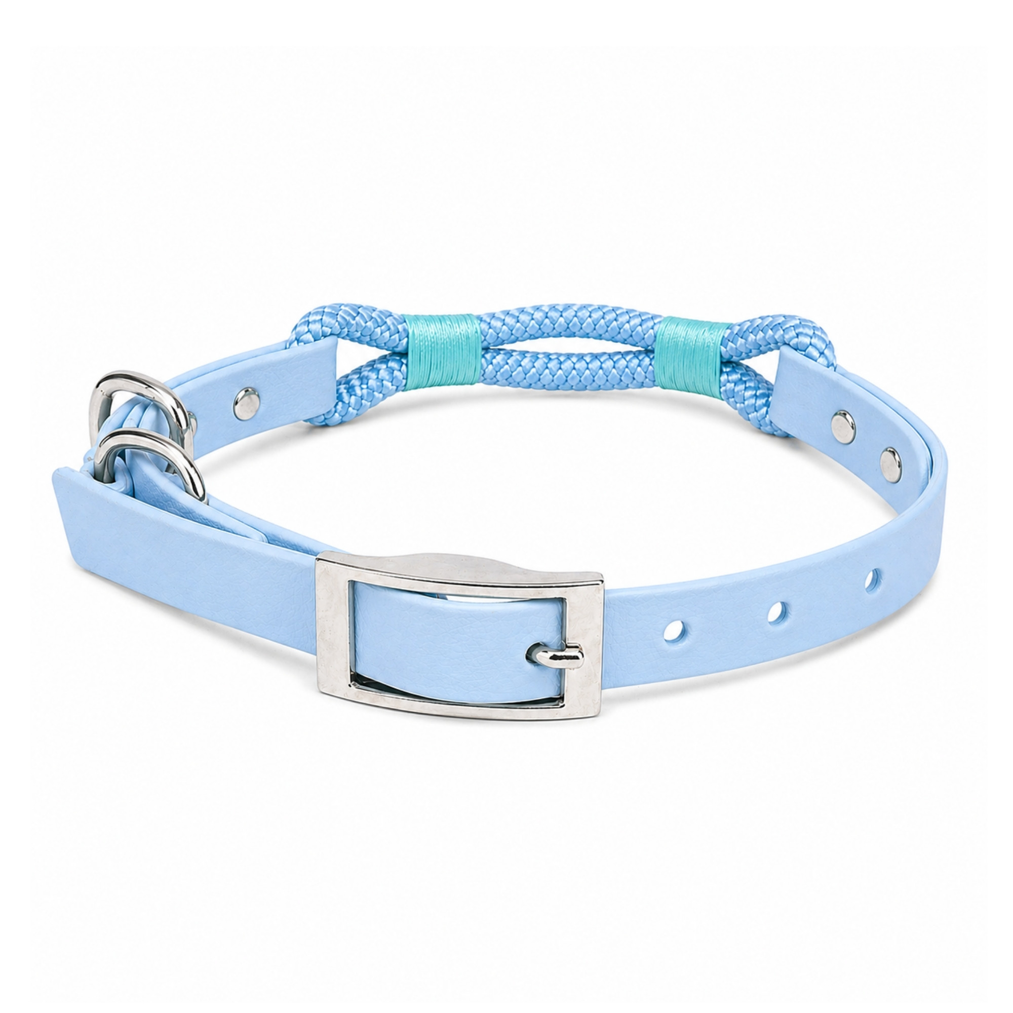 Biothane Rope Collar - Powder Blue with Cadet Blue
